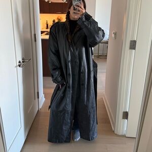 Vintage Phase Two Black 100% Leather Coat